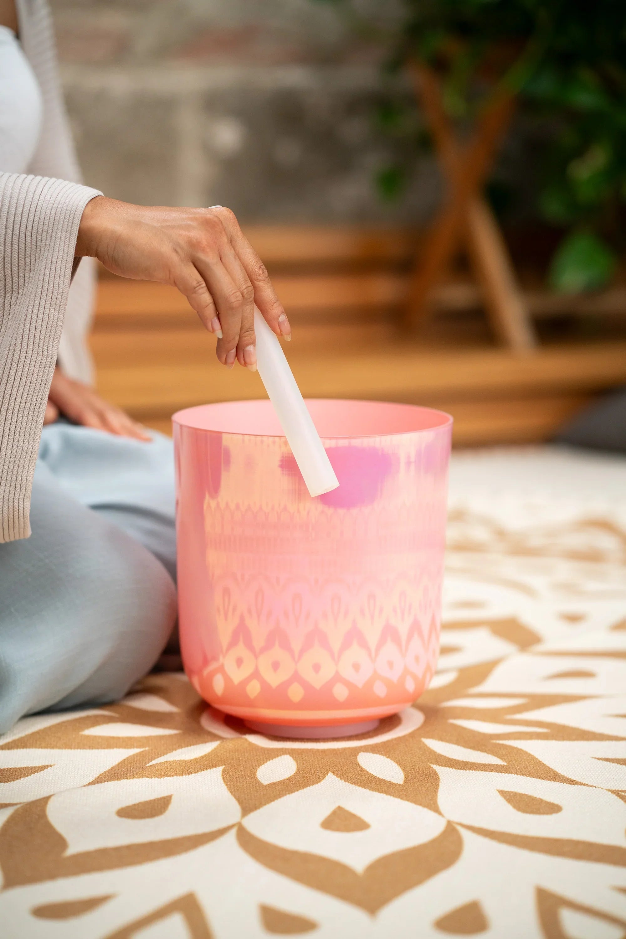 7.5" Essence Crystal Singing Bowl, Note G3, Lotus Pink, Throat Chakra, 440 Hz Utah Energy Healing Center