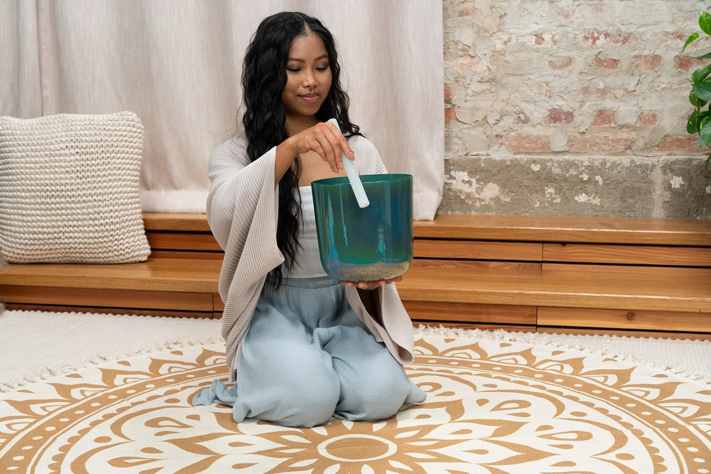 8" Essence Crystal Singing Bowl, F3, Mint Blue, Heart Chakra, 440 Hz Utah Energy Healing Center