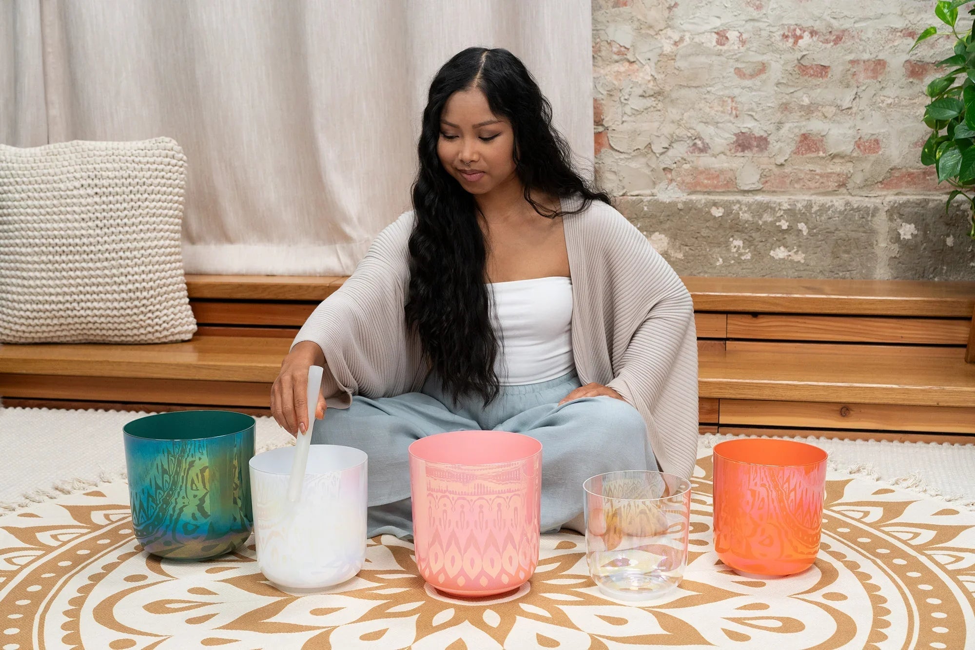 8" Essence Crystal Singing Bowl, F3, Mint Blue, Heart Chakra, 440 Hz Utah Energy Healing Center