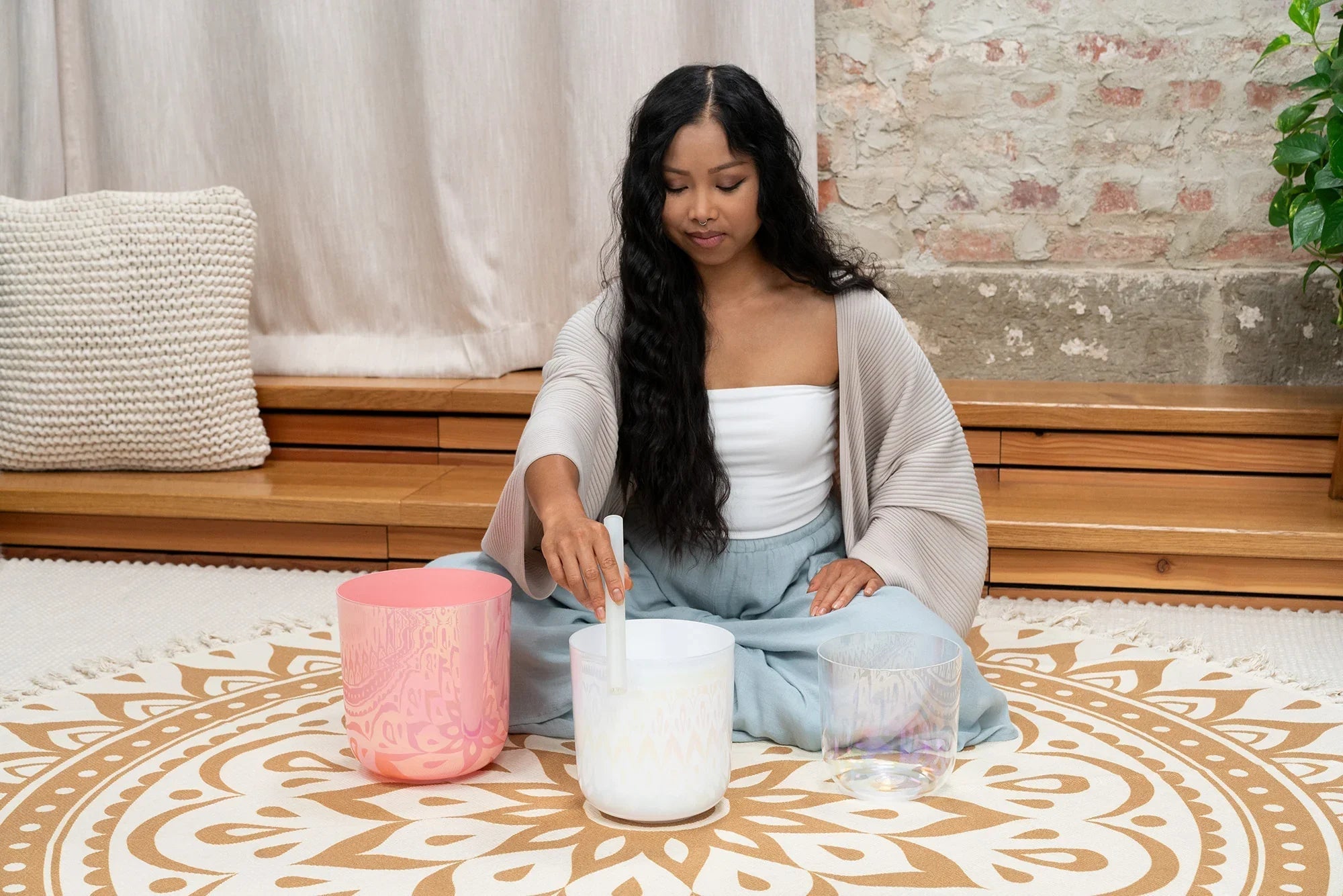 3-Piece Essence Crystal Singing Bowl Set, E4/B3/G3, 440 Hz Utah Energy Healing Center