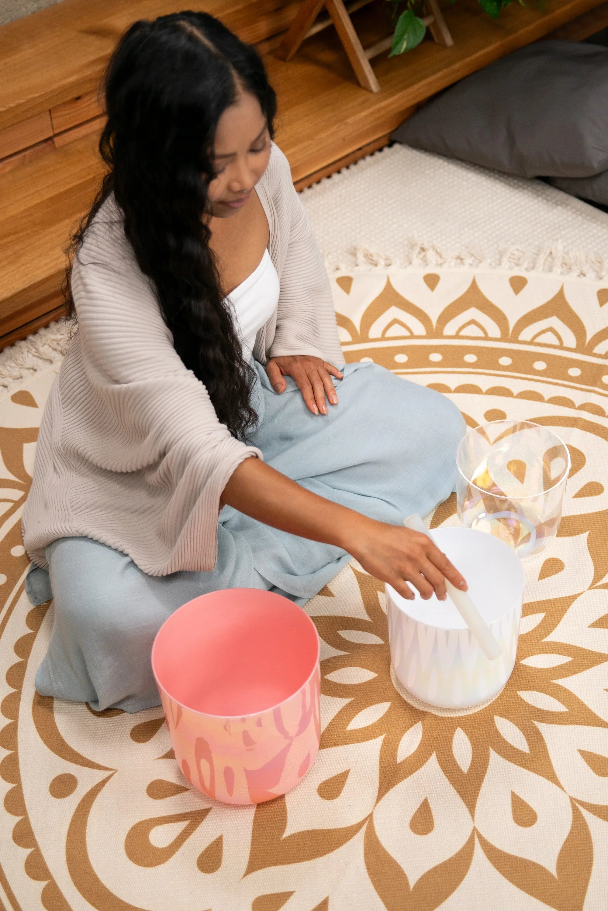 3-Piece Essence Crystal Singing Bowl Set, E4/B3/G3, 440 Hz Utah Energy Healing Center