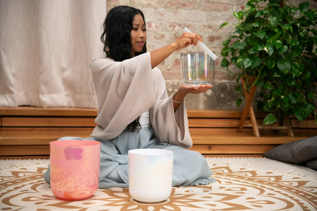 3-Piece Essence Crystal Singing Bowl Set, E4/B3/G3, 440 Hz Utah Energy Healing Center