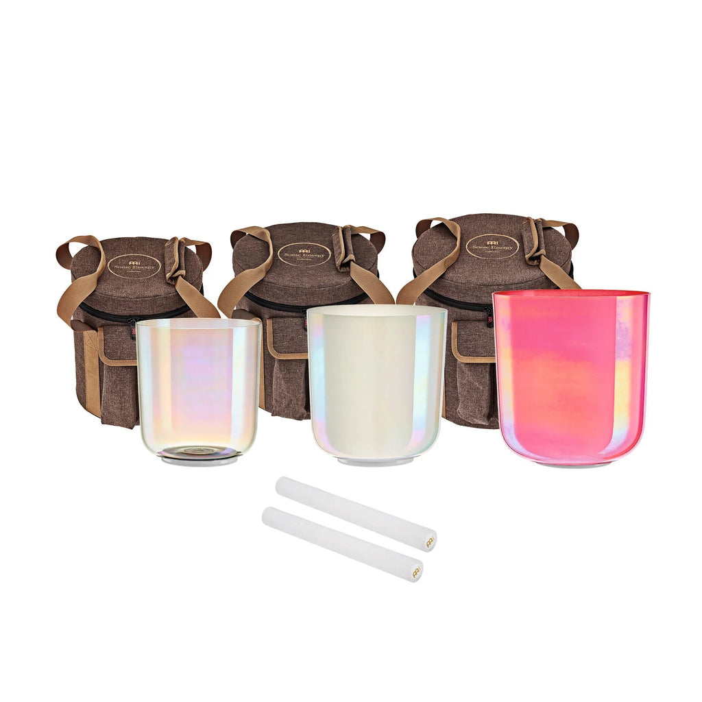 3-Piece Essence Crystal Singing Bowl Set, E4/B3/G3, 440 Hz Utah Energy Healing Center