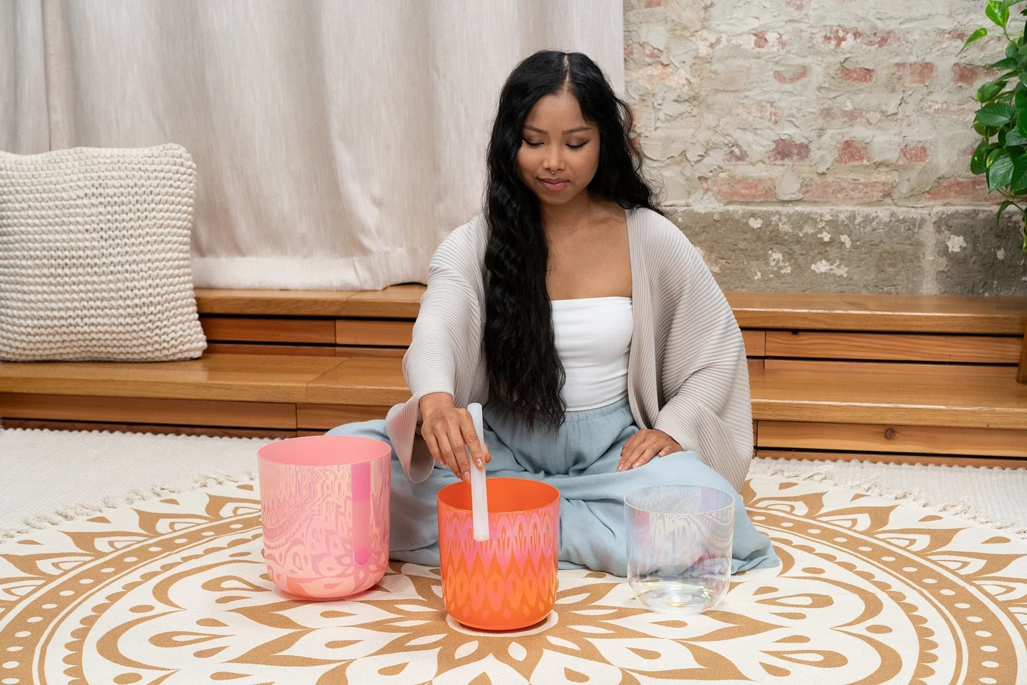 3-Piece Essence Crystal Singing Bowl Set, E4/C4/G3, 440 Hz Utah Energy Healing Center