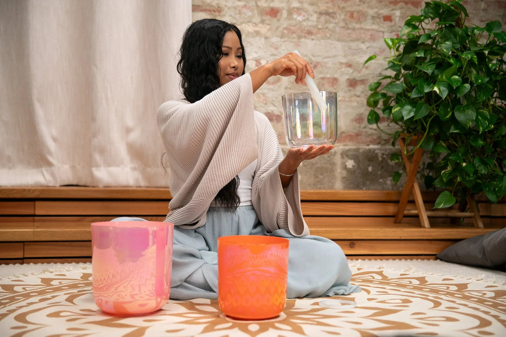 3-Piece Essence Crystal Singing Bowl Set, E4/C4/G3, 440 Hz Utah Energy Healing Center
