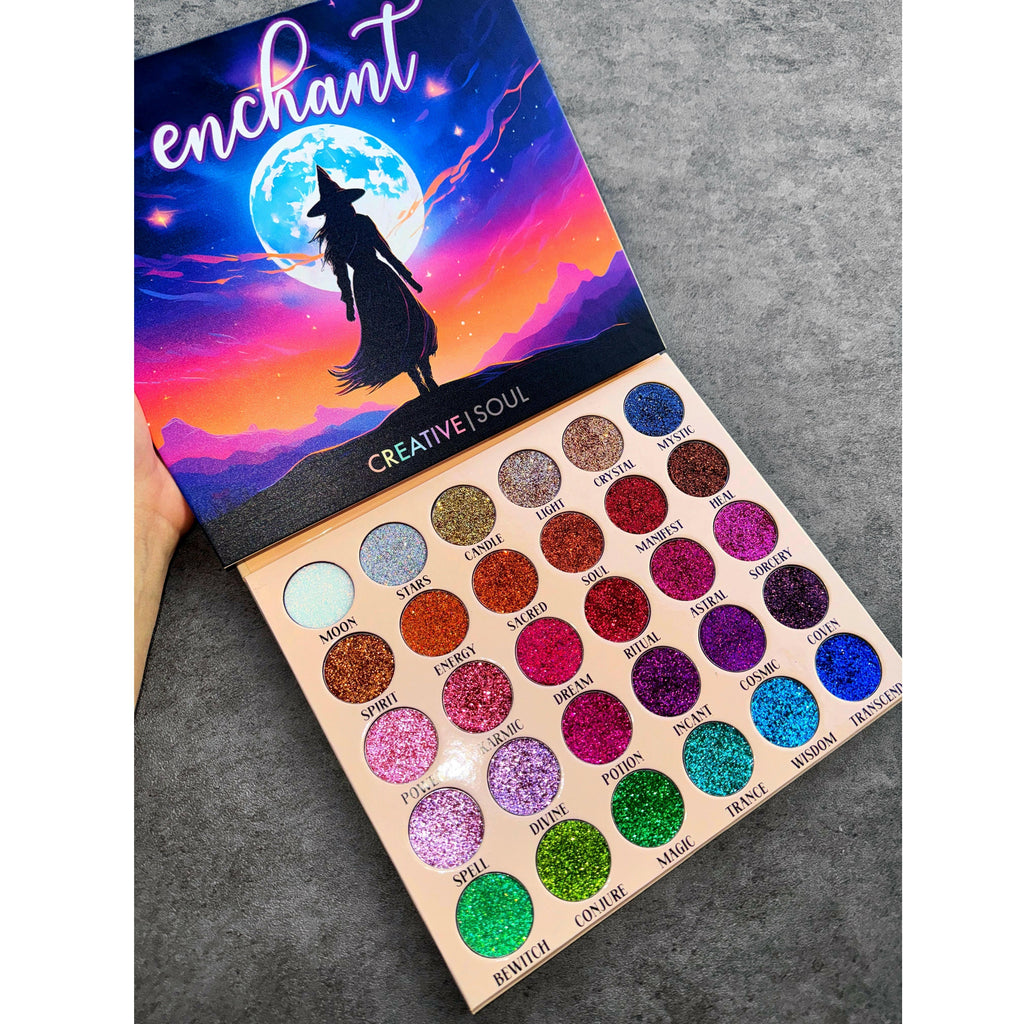 Enchant Pressed Glitter Eyeshadow Palette Creative Soul Cosmetics