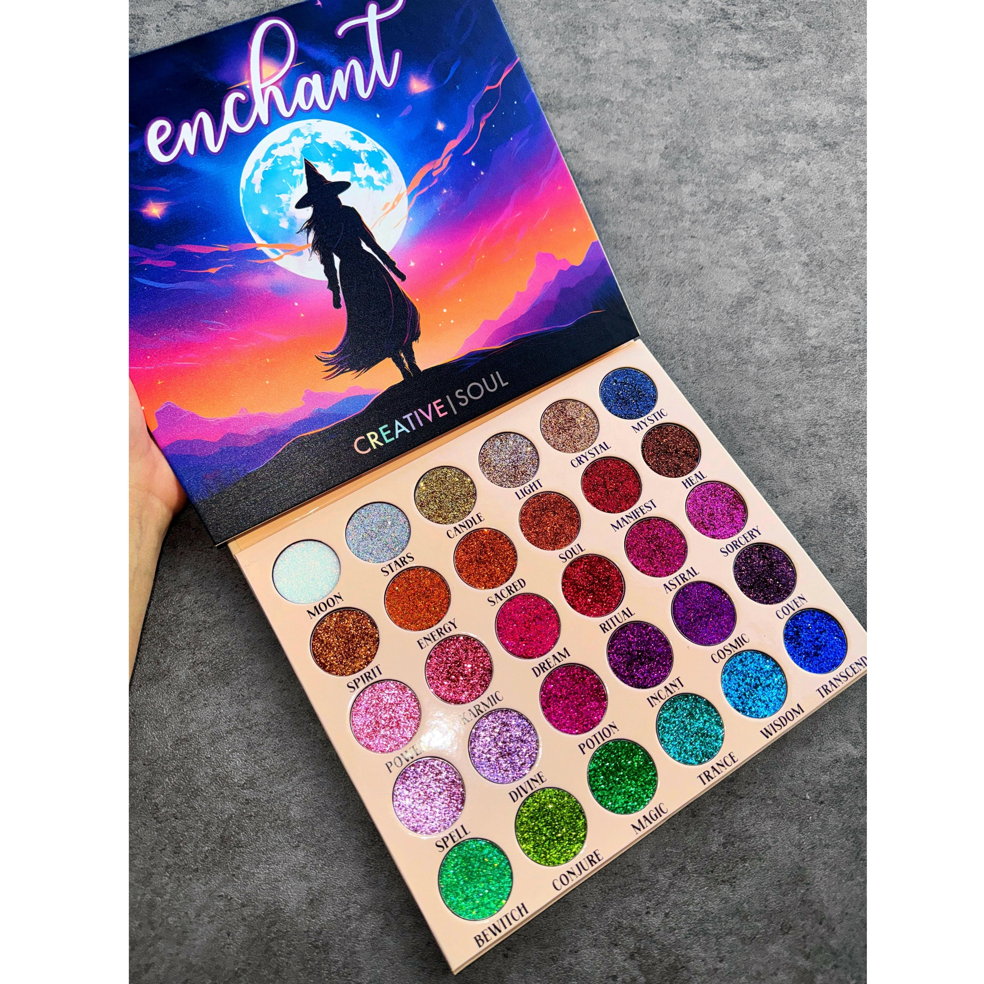 Enchant Pressed Glitter Eyeshadow Palette Creative Soul Cosmetics