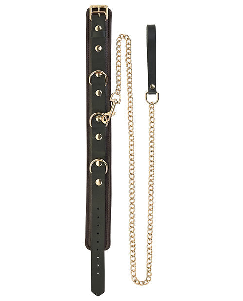 Spartacus Brown Leather BDSM Collar & Leash Set Adult Toy Box