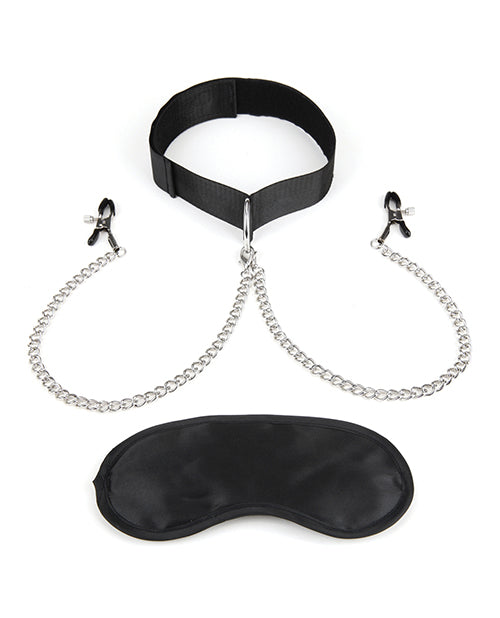 Lux Fetish Collar & Nipple Clamps Adult Toy Box