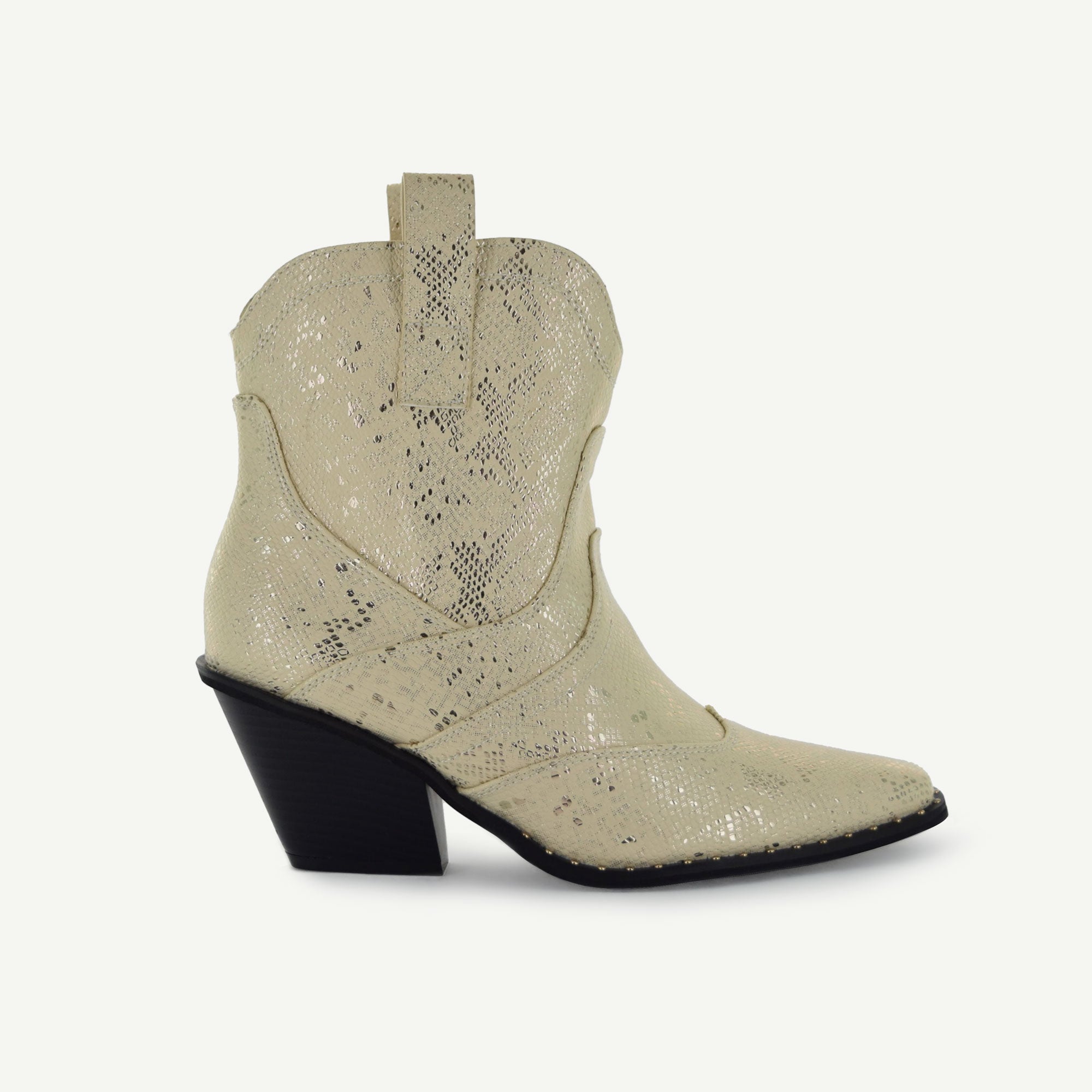 ISABEL: WESTERN BOOTIE - OFF-WHITE SNAKE Elle Footwear