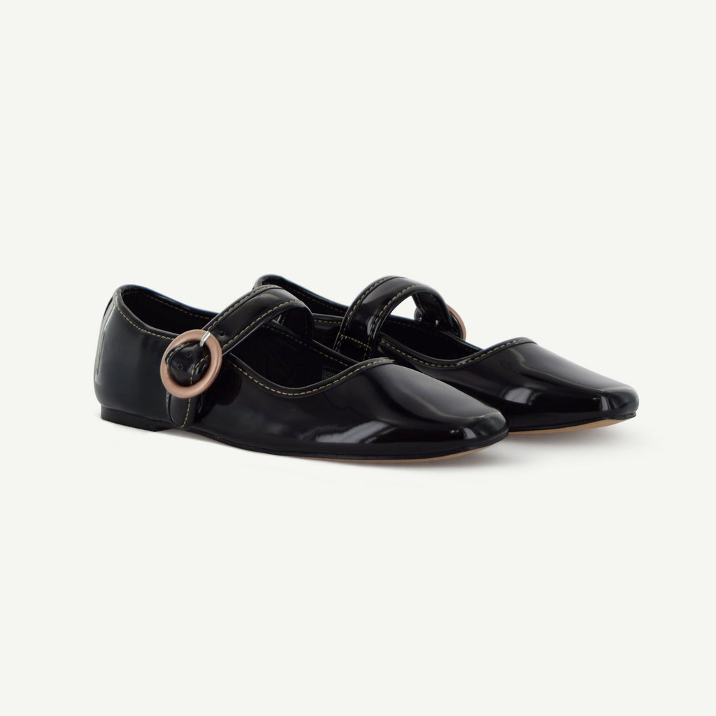 MARIANA: FLAT MARY JANE - BLACK Elle Footwear