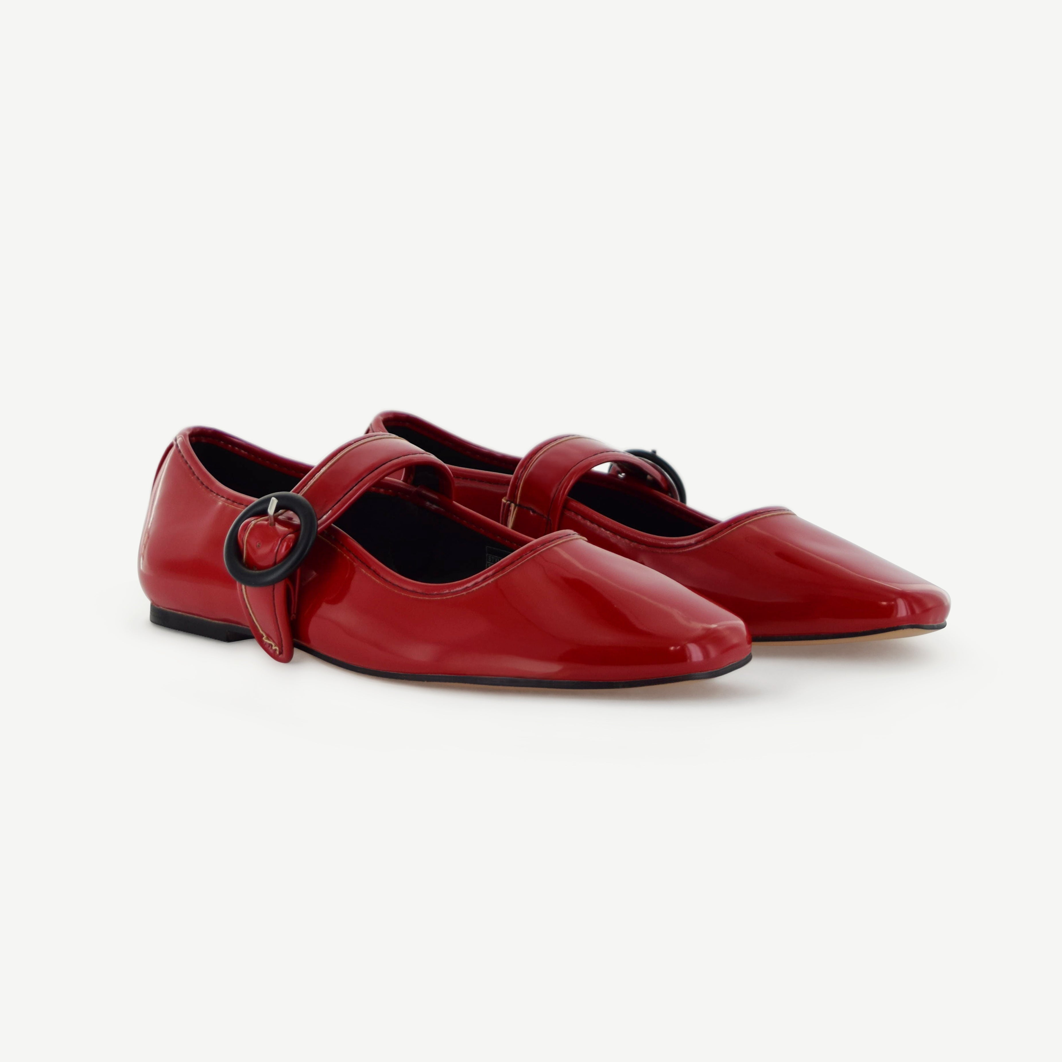 MARIANA: FLAT MARY JANE - RED Elle Footwear