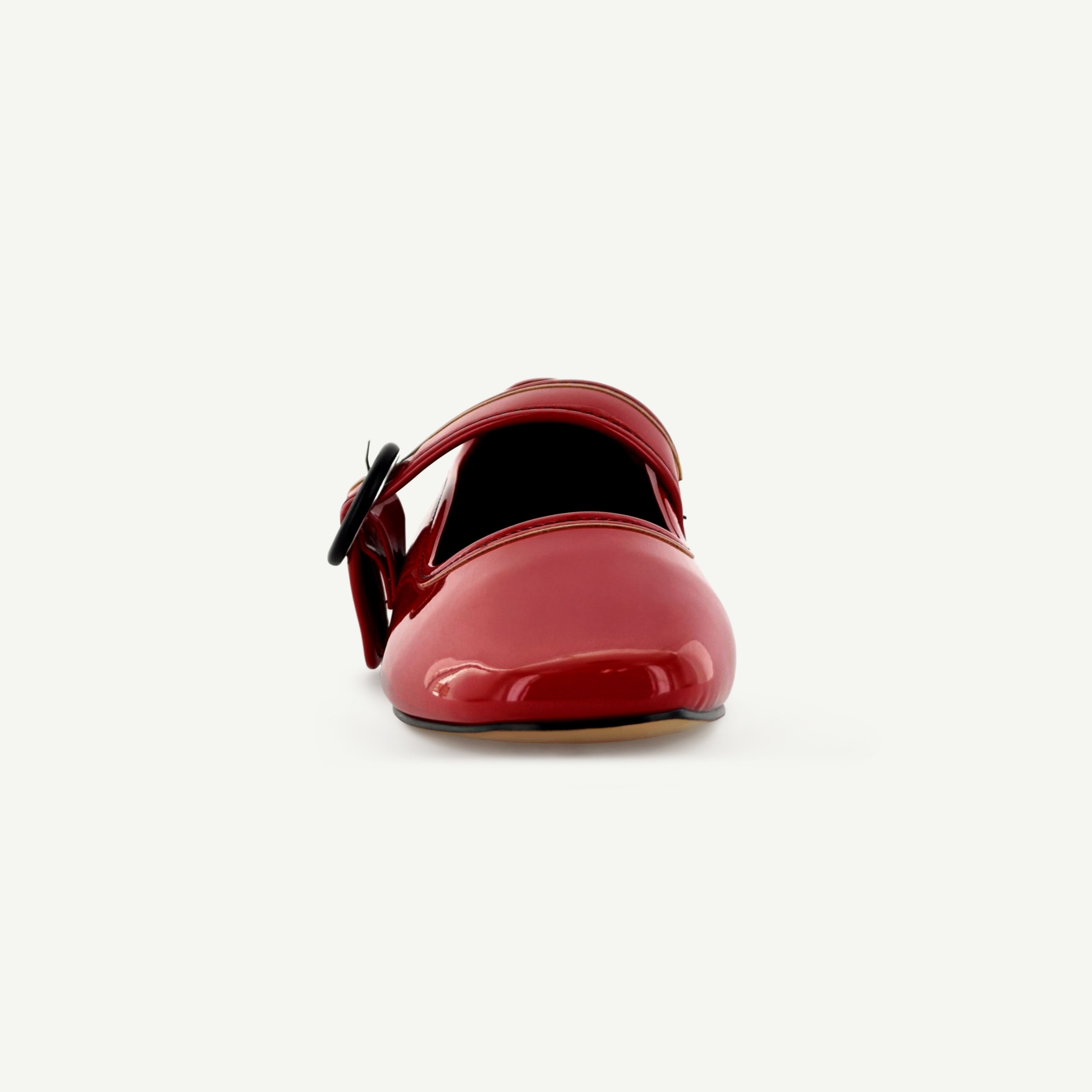 MARIANA: FLAT MARY JANE - RED Elle Footwear