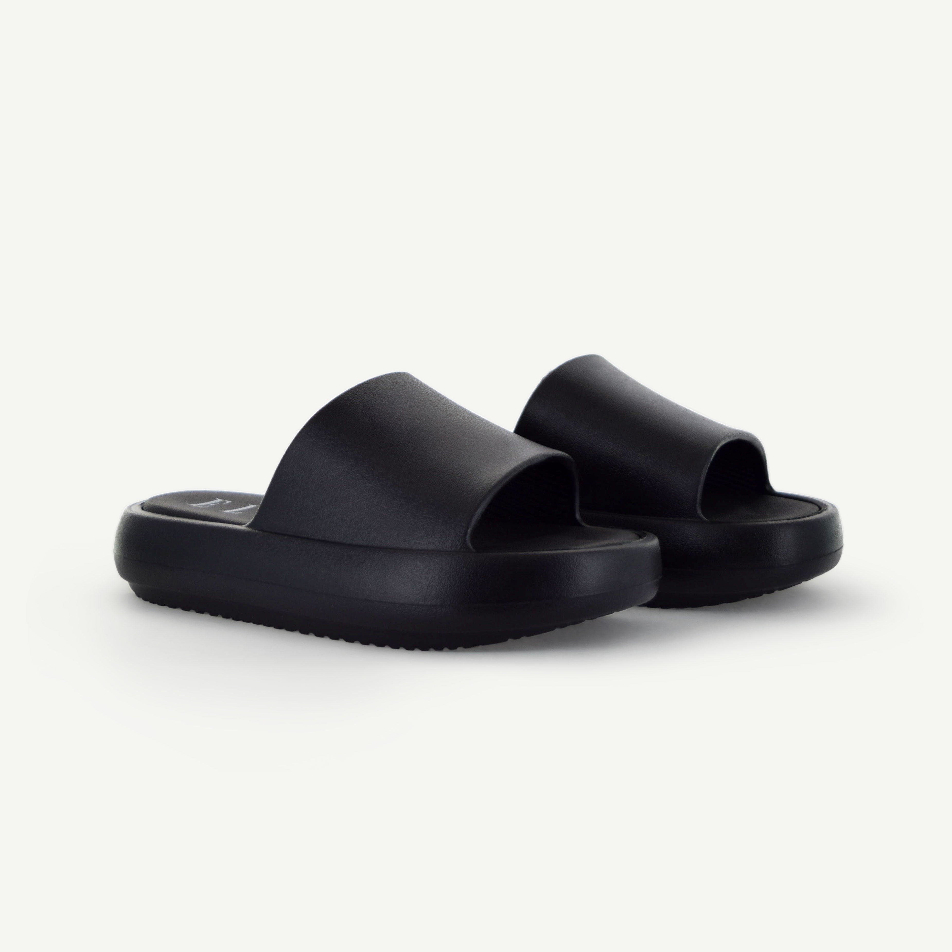 ST. TROPEZ: PLATFORM SLIDE - BLACK Elle Footwear