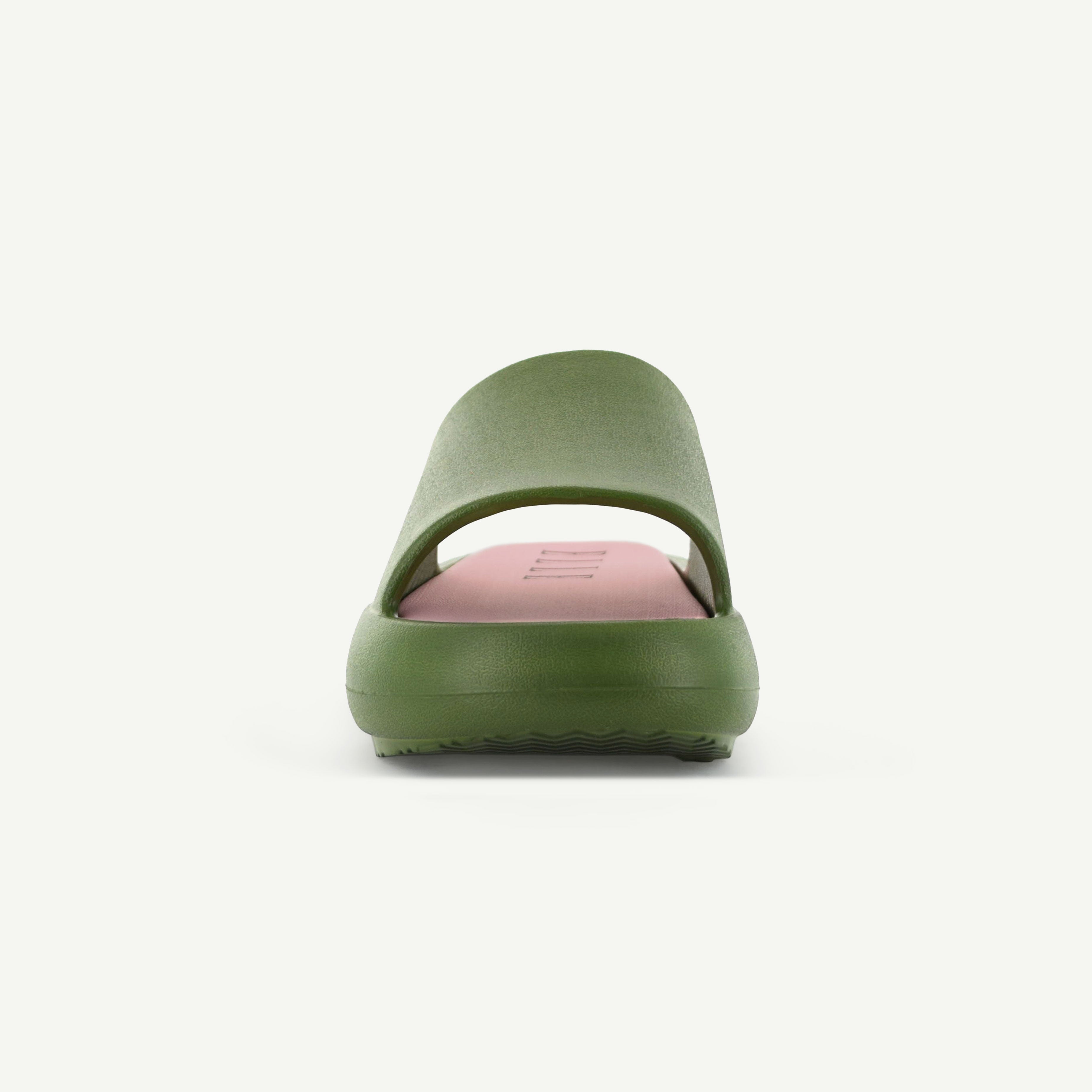 ST. TROPEZ: PLATFORM SLIDE - OLIVE Elle Footwear