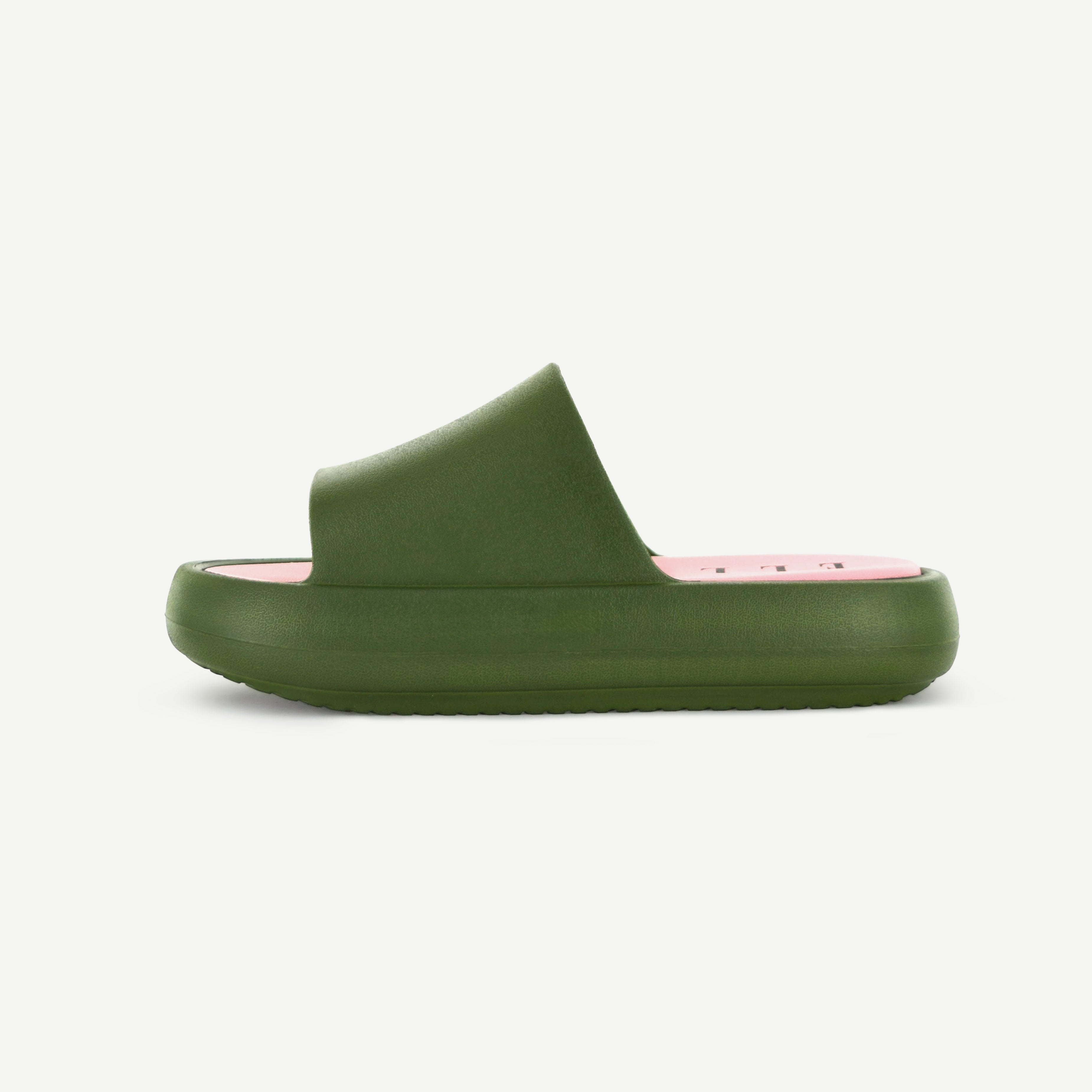 ST. TROPEZ: PLATFORM SLIDE - OLIVE Elle Footwear