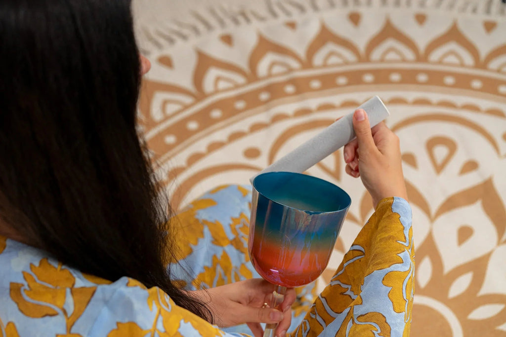 4.5" Essence Solfeggio Crystal Singing Bowl, MI 528 Hz, Sunrise Blue Utah Energy Healing Center