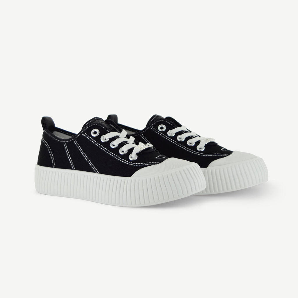 COURT ROYALE: VULCANIZED COURT SHOE - BLACK/WHITE Elle Footwear