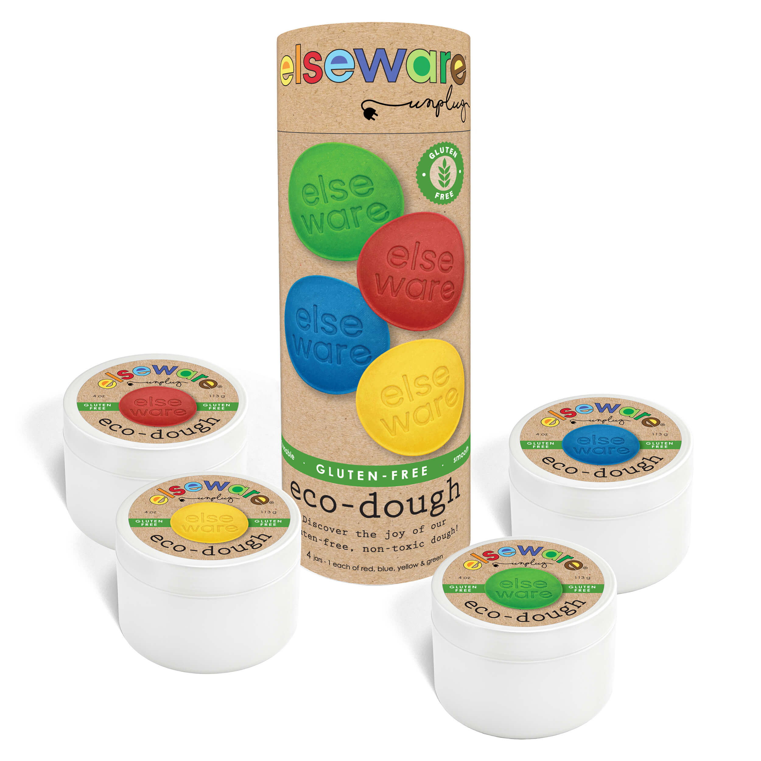 Eco-Dough 4pk GLUTEN FREE – Natural, Non-Toxic Sensory Toy elseware unplug