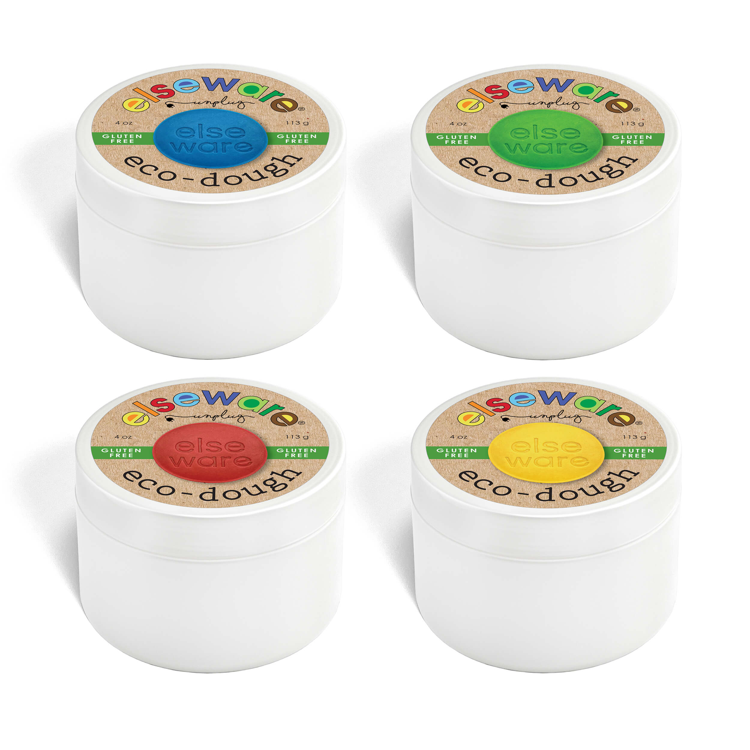 Eco-Dough 4pk GLUTEN FREE – Natural, Non-Toxic Sensory Toy elseware unplug