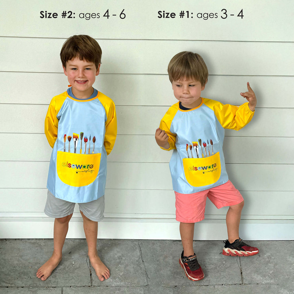 Art Smock with Pocket (Ages 3-6, 2 Sizes) Kid-Friendly elseware unplug