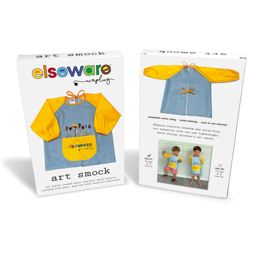 Art Smock with Pocket (Ages 3-6, 2 Sizes) Kid-Friendly elseware unplug