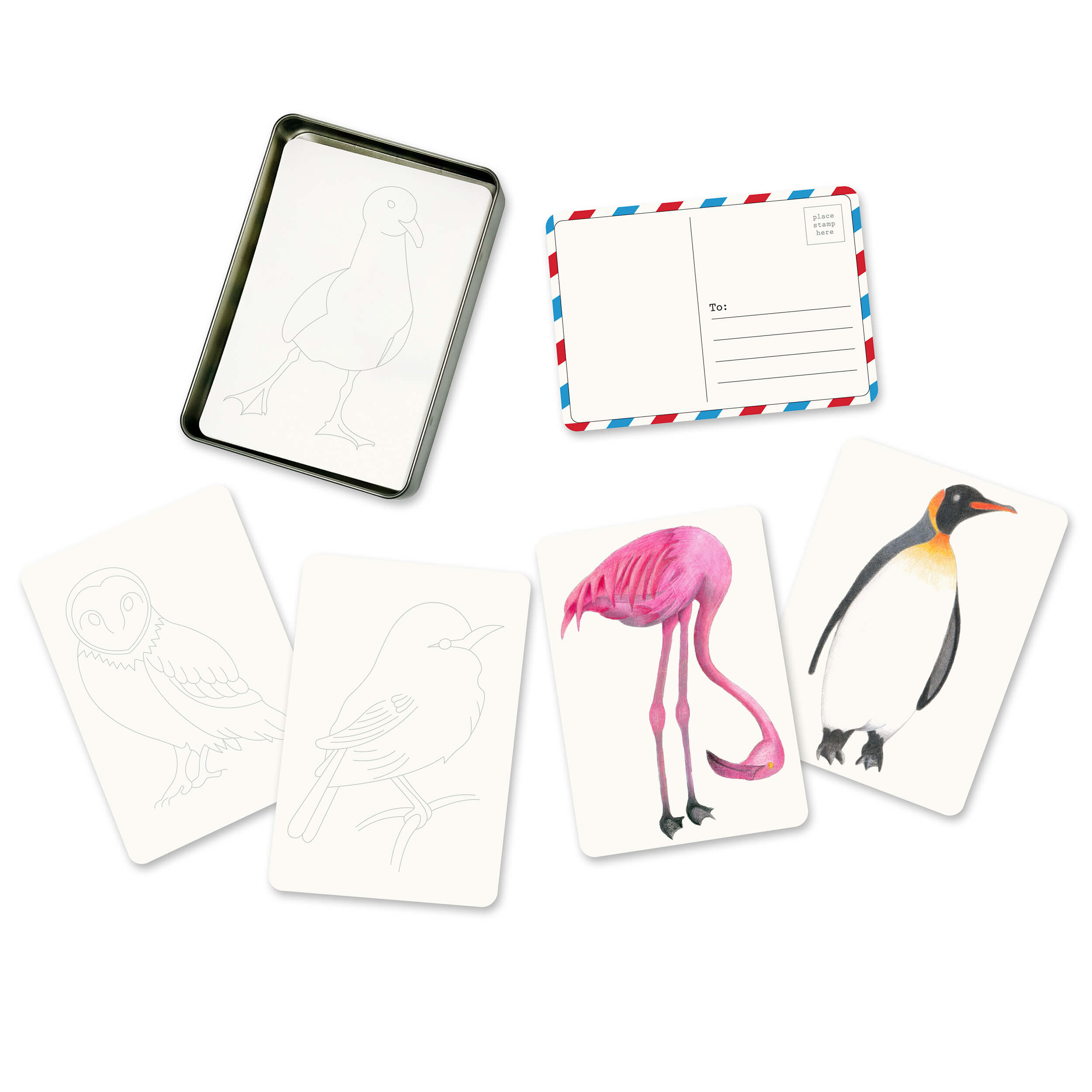 Coloring Postcards w/ 6 Designs (30 cards) elseware unplug