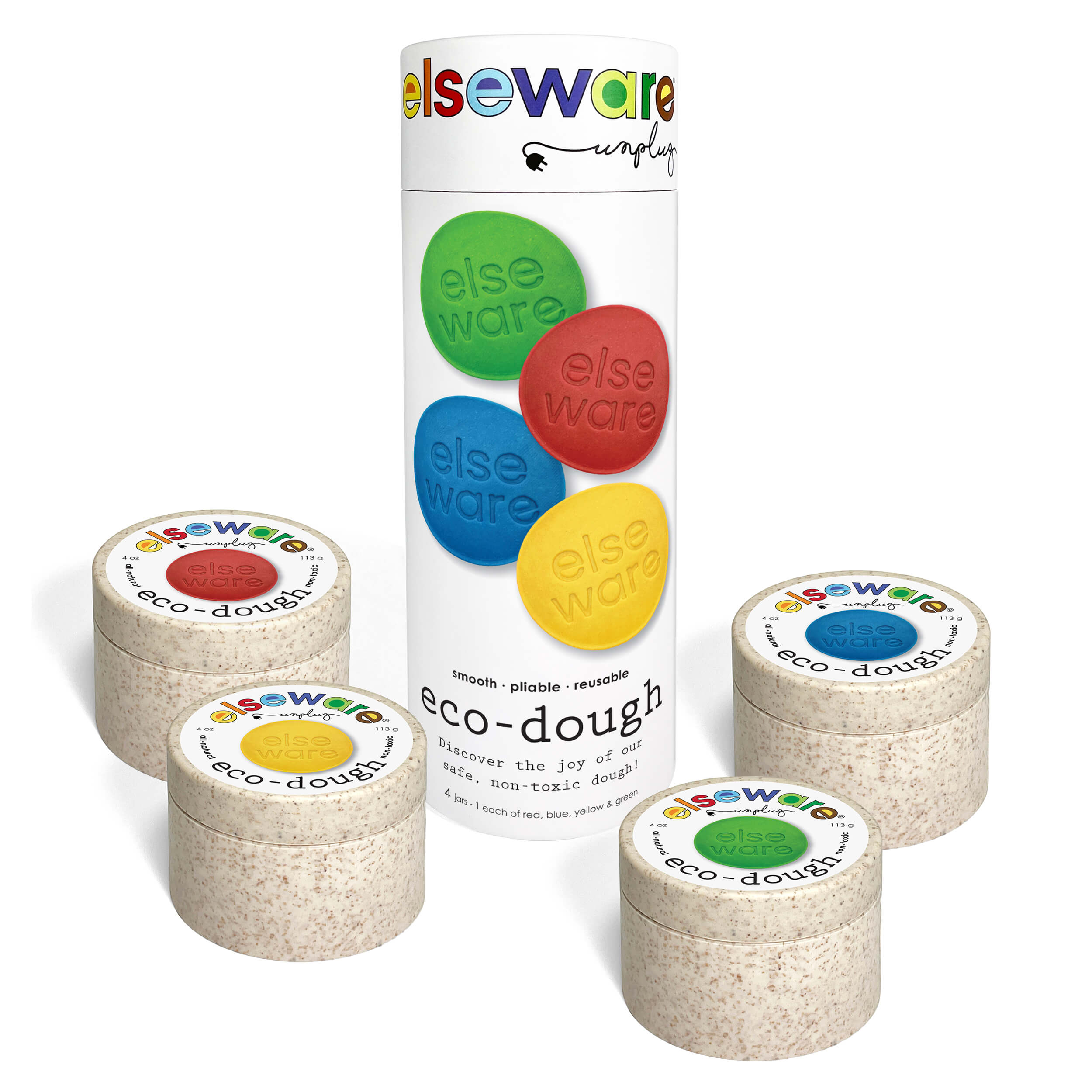 Eco-Dough (4-Pack) – Natural, Non-Toxic Multi-Colors elseware unplug