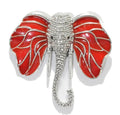 Antique Silver/ Clear, Red, big size elephant enamel pin brooch FashionMojos.com