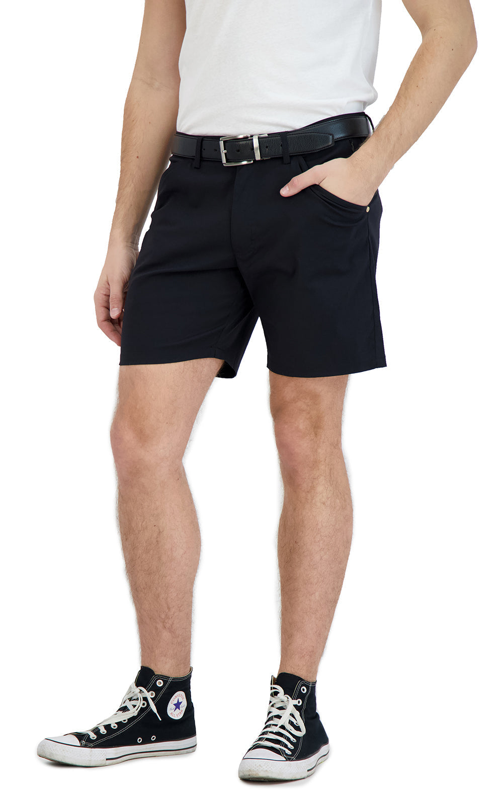 Everyday Stretch Shorts with  a Comfortable Built-In Liner - Business Casual Style- Black LEVINAS® Official