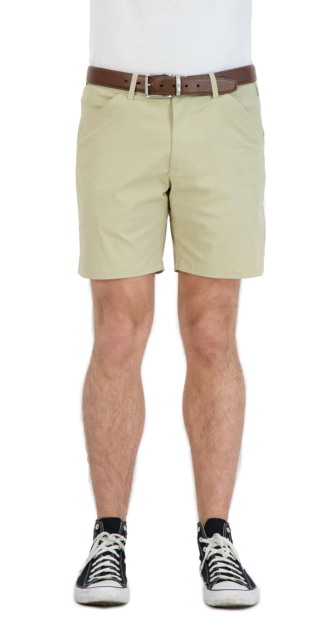 Everyday Stretch Shorts with  a Comfortable Built-In Liner - Business Casual Style- Khaki LEVINAS® Official