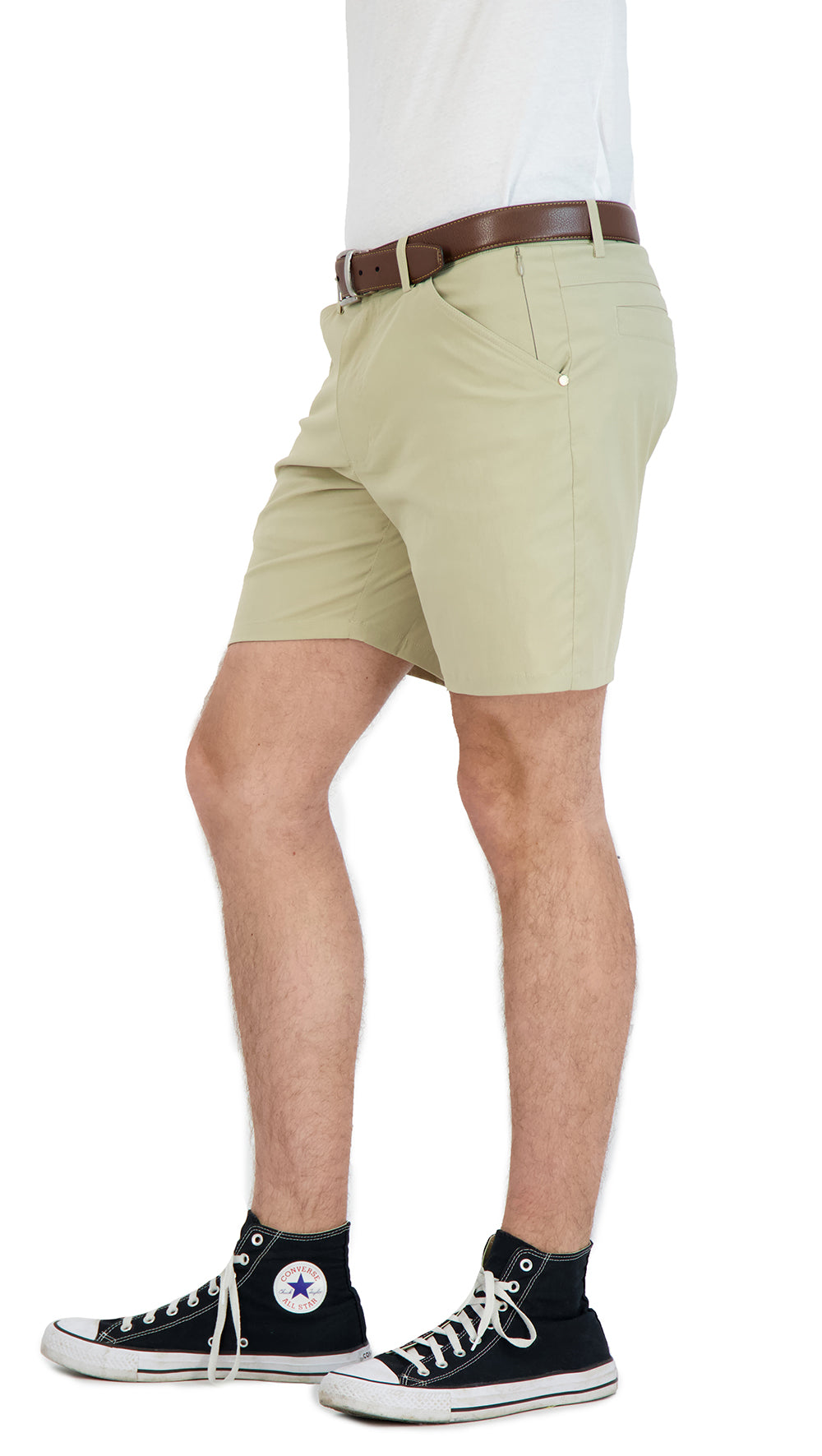 Everyday Stretch Shorts with  a Comfortable Built-In Liner - Business Casual Style- Khaki LEVINAS® Official