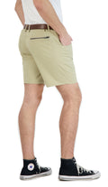 Everyday Stretch Shorts with a Comfortable Built-In Liner- Denim Style- Khaki LEVINAS® Official