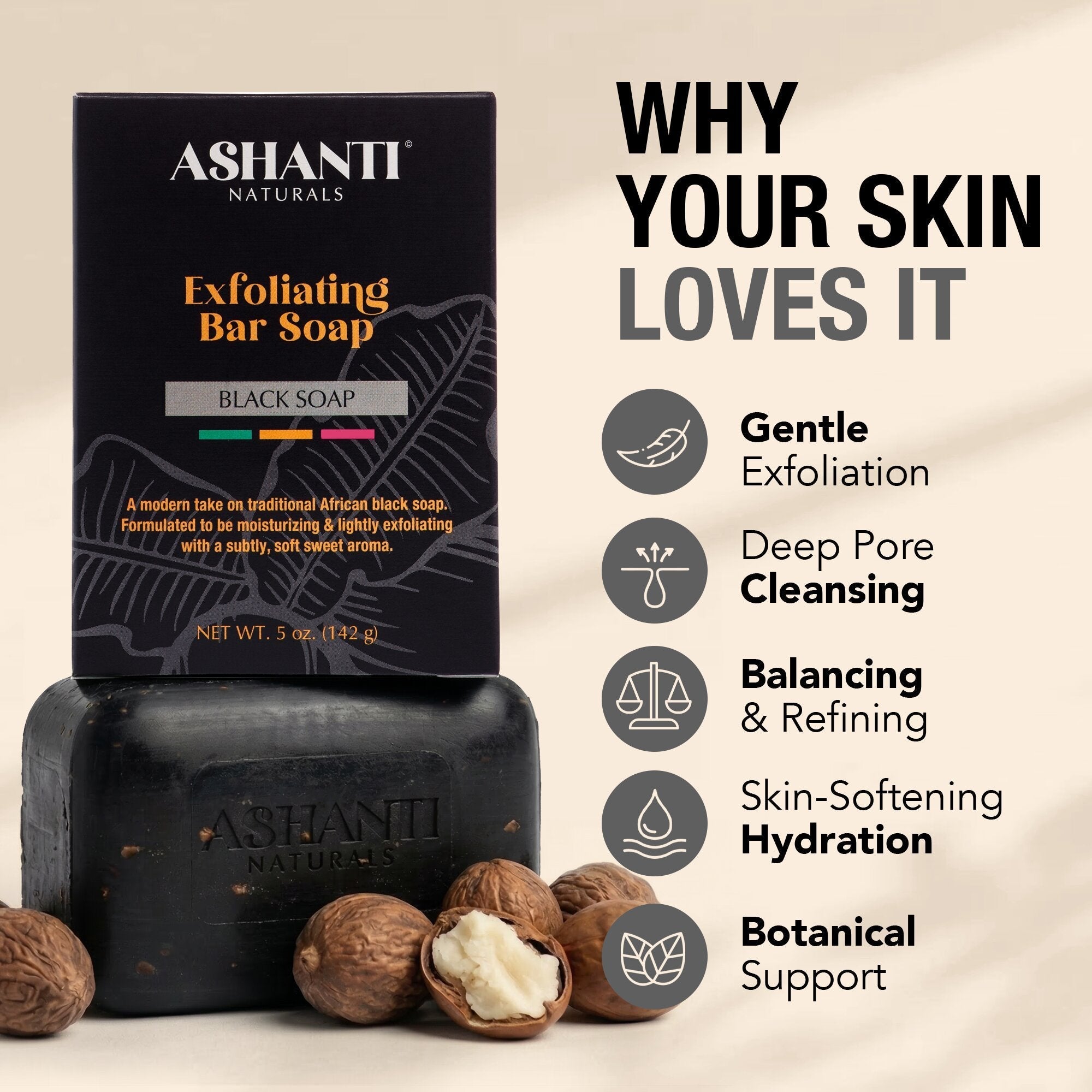 Exfoliating Black Soap Bar AshantiNaturals