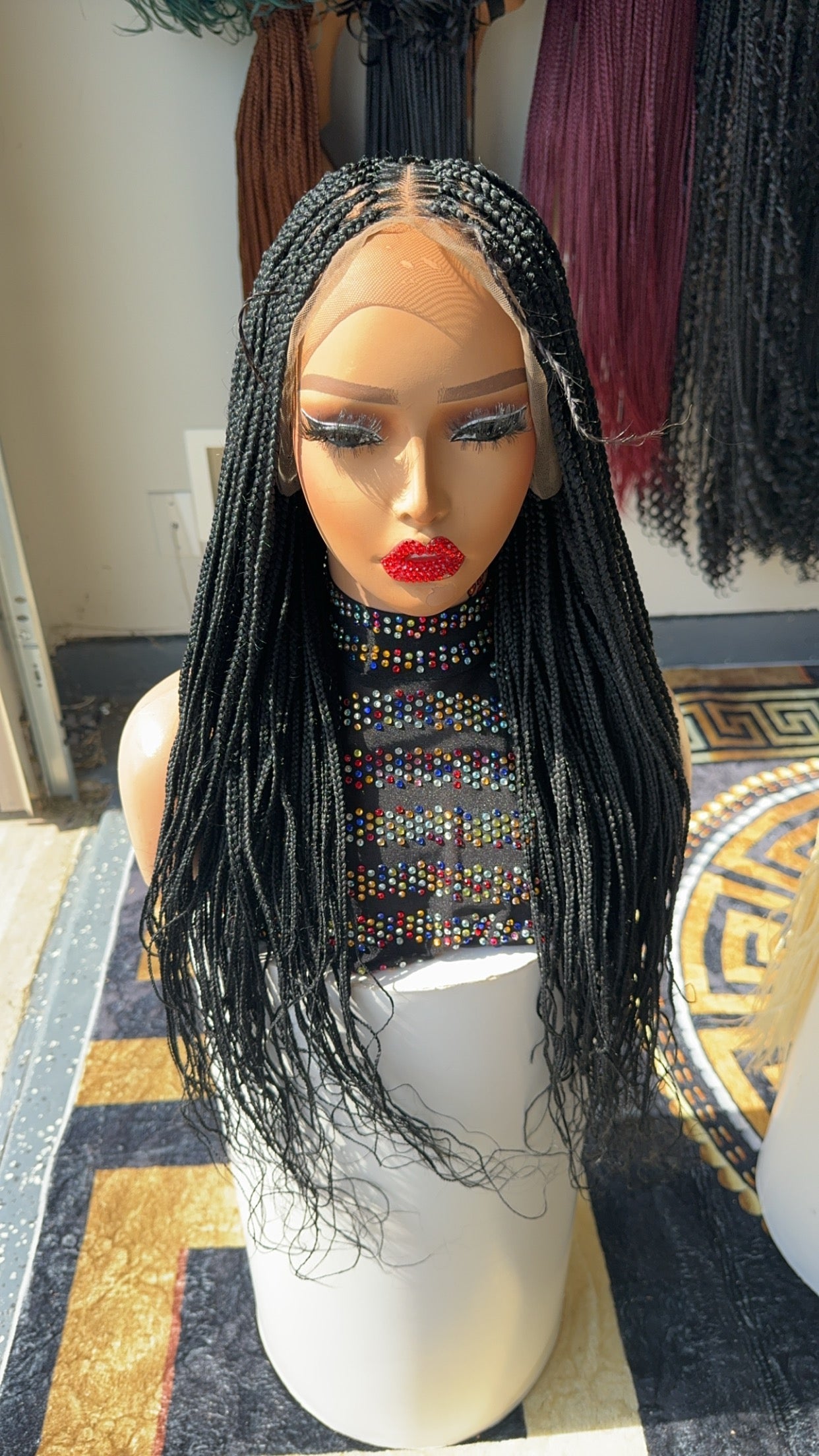 Frontal knotless braided wig  22 inches HOL stores