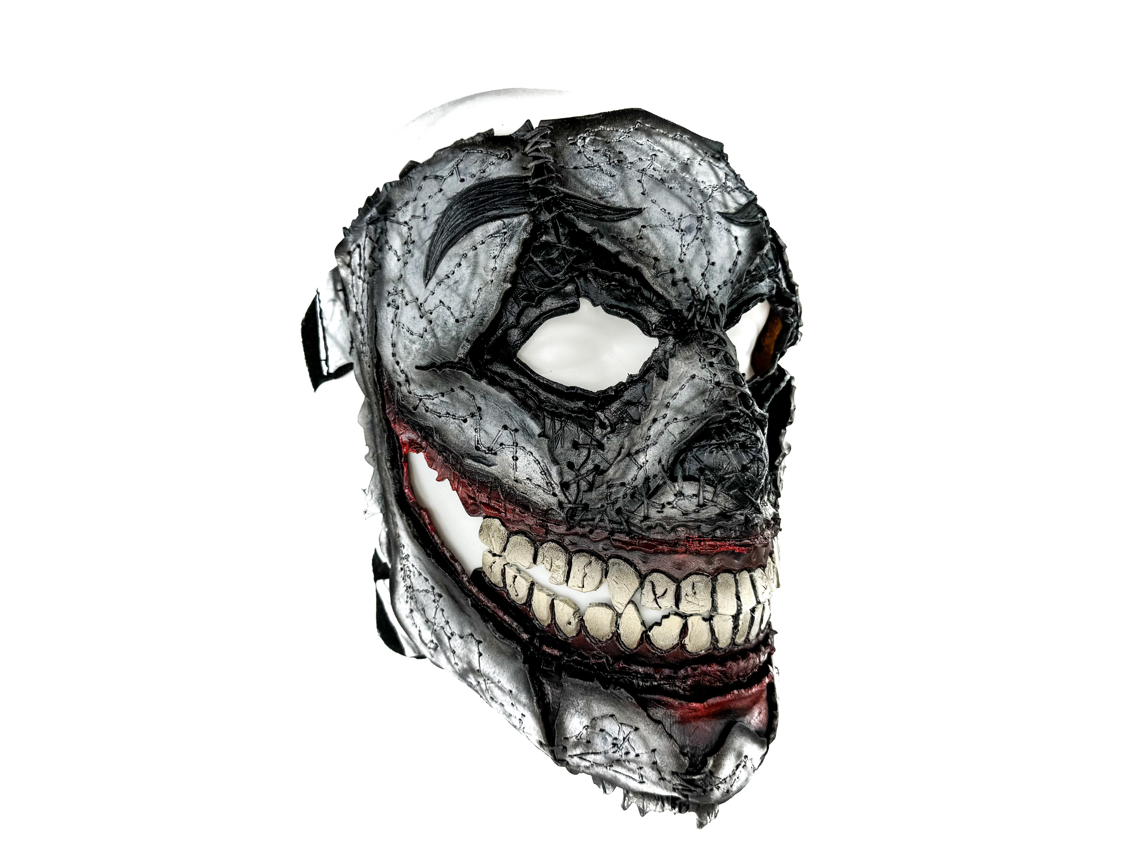 Genuine Leather Mask - GigaMyme Clown - Handmade Mime Full Face Cover for Halloween, Performance or Cosplay Costume Rockwell Masks