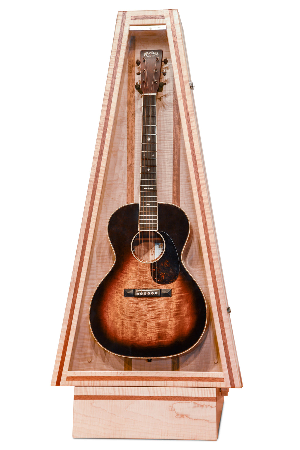 ClimaStand Triangle Humidor with Base - Flamed Maple with Mahogany Acoustic Remedy Cases