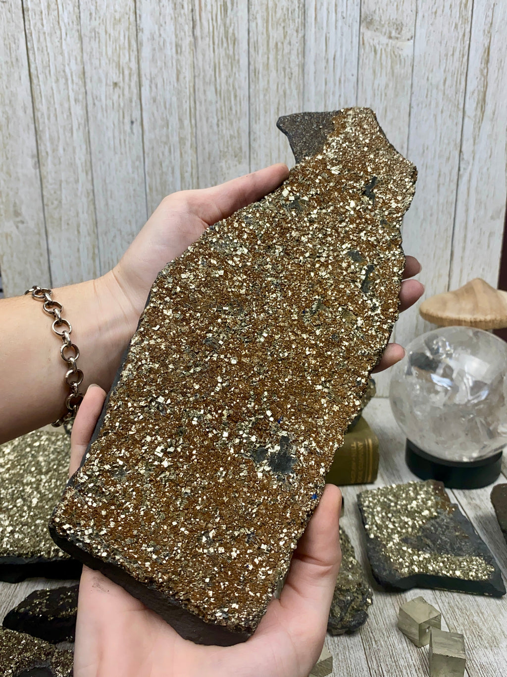 Pyrite on Shungite Raw Layered Plate | Brazil Curious Muse Crystals