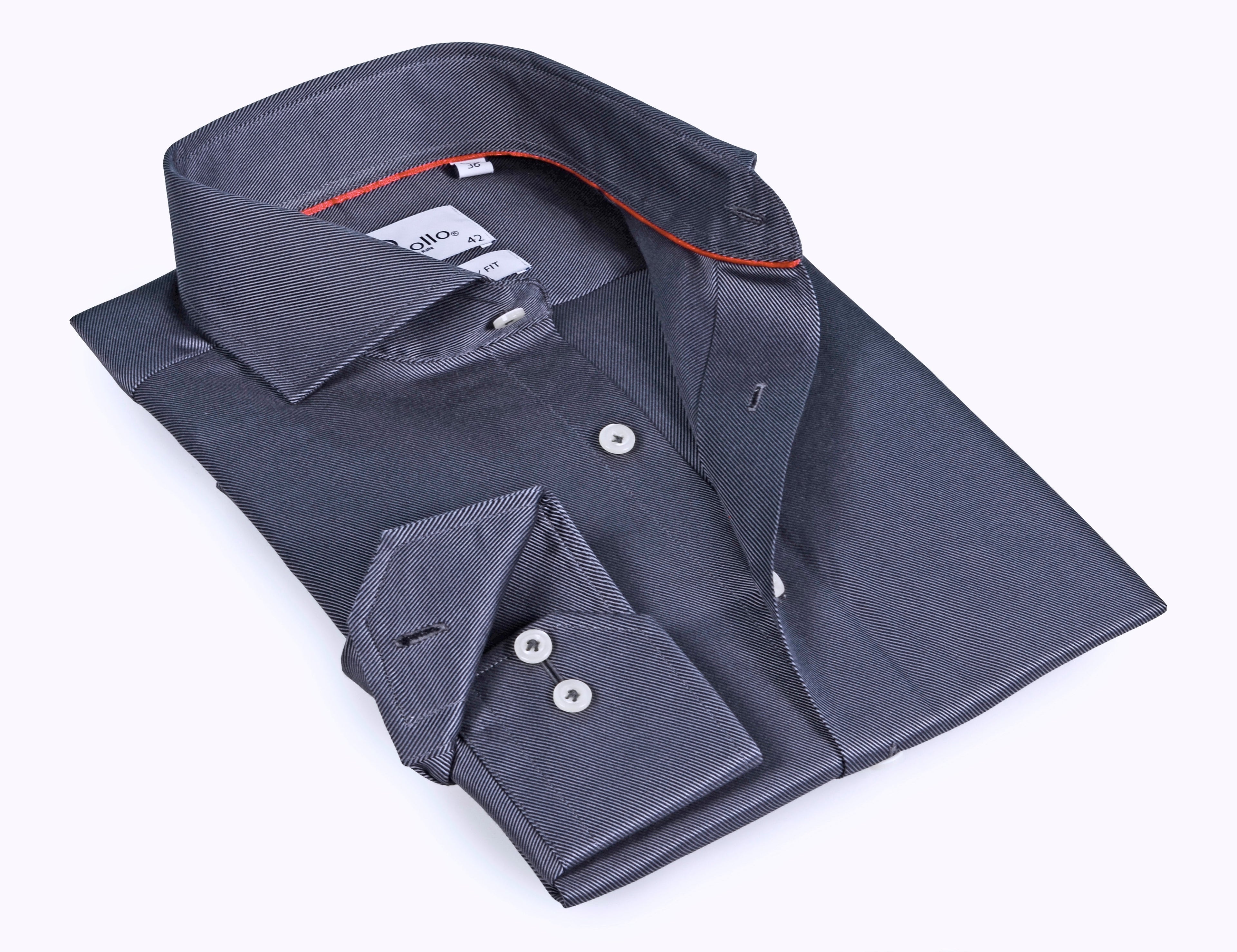 Charcoal  Shirt // Dual cuffs// contemporary fit - Final Sale LEVINAS® Official