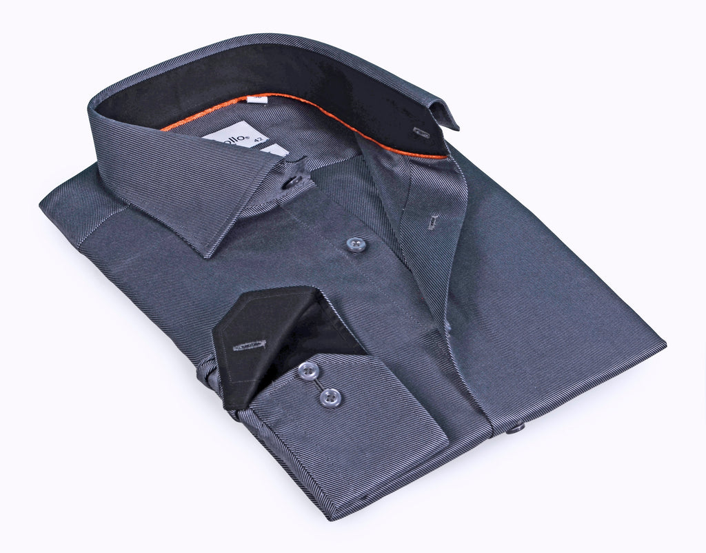 Long Sleeve Shirt with contract trimming // Dual cuffs// contemporary fit- Final Sale LEVINAS® Official