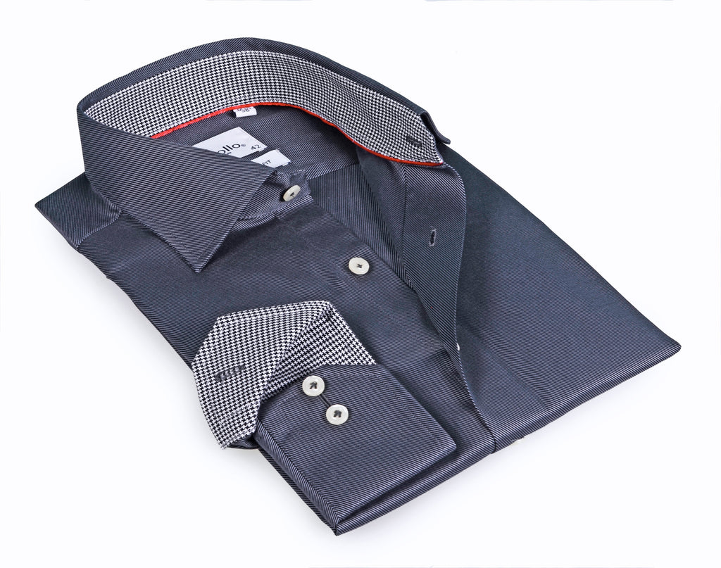 Long Sleeve Shirt with contract trimming // Dual cuffs // contemporary fit- Final Sale LEVINAS® Official