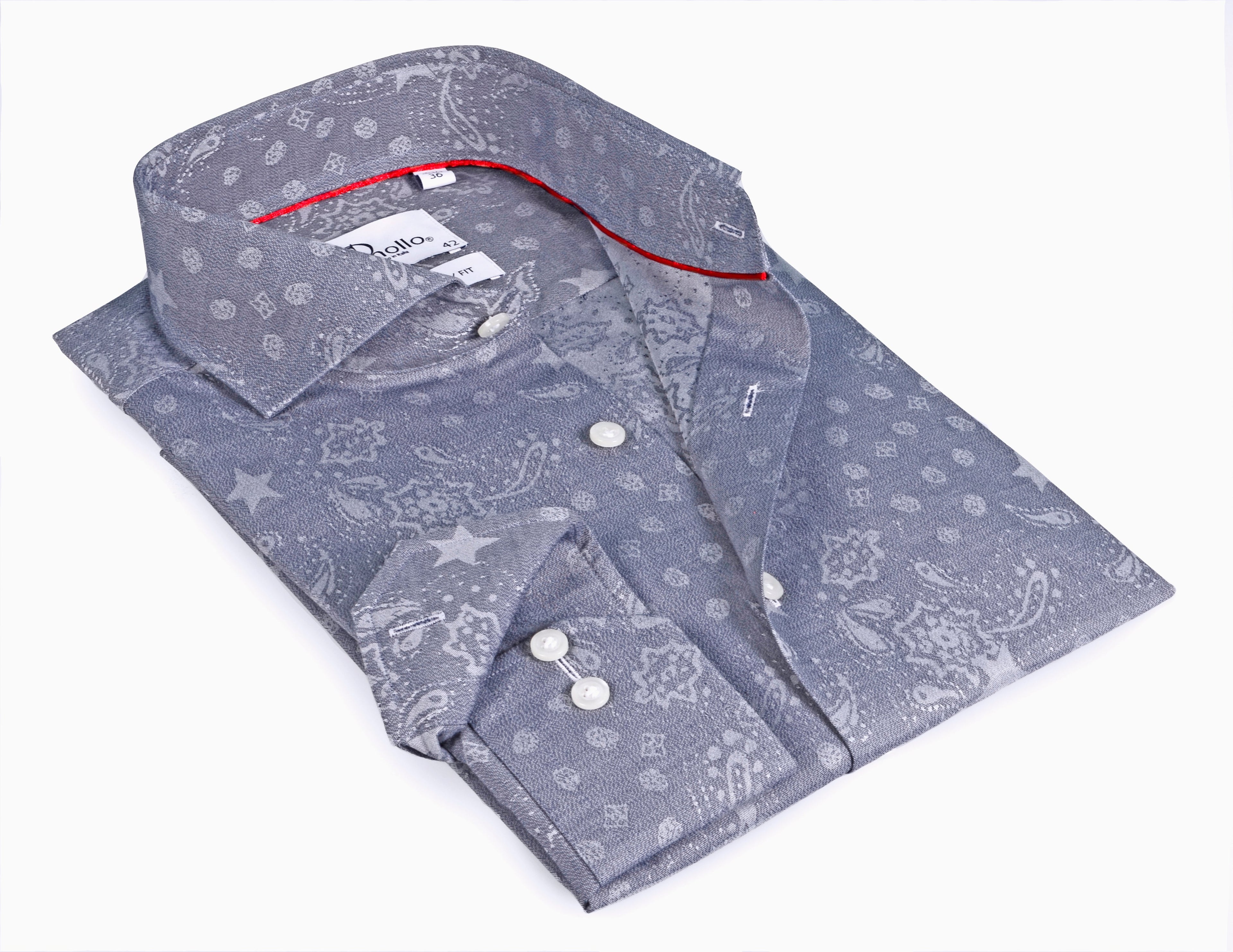 Blue Long Sleeve Shirt with contract trimming // Dual cuffs// contemporary fit- Final Sale LEVINAS® Official