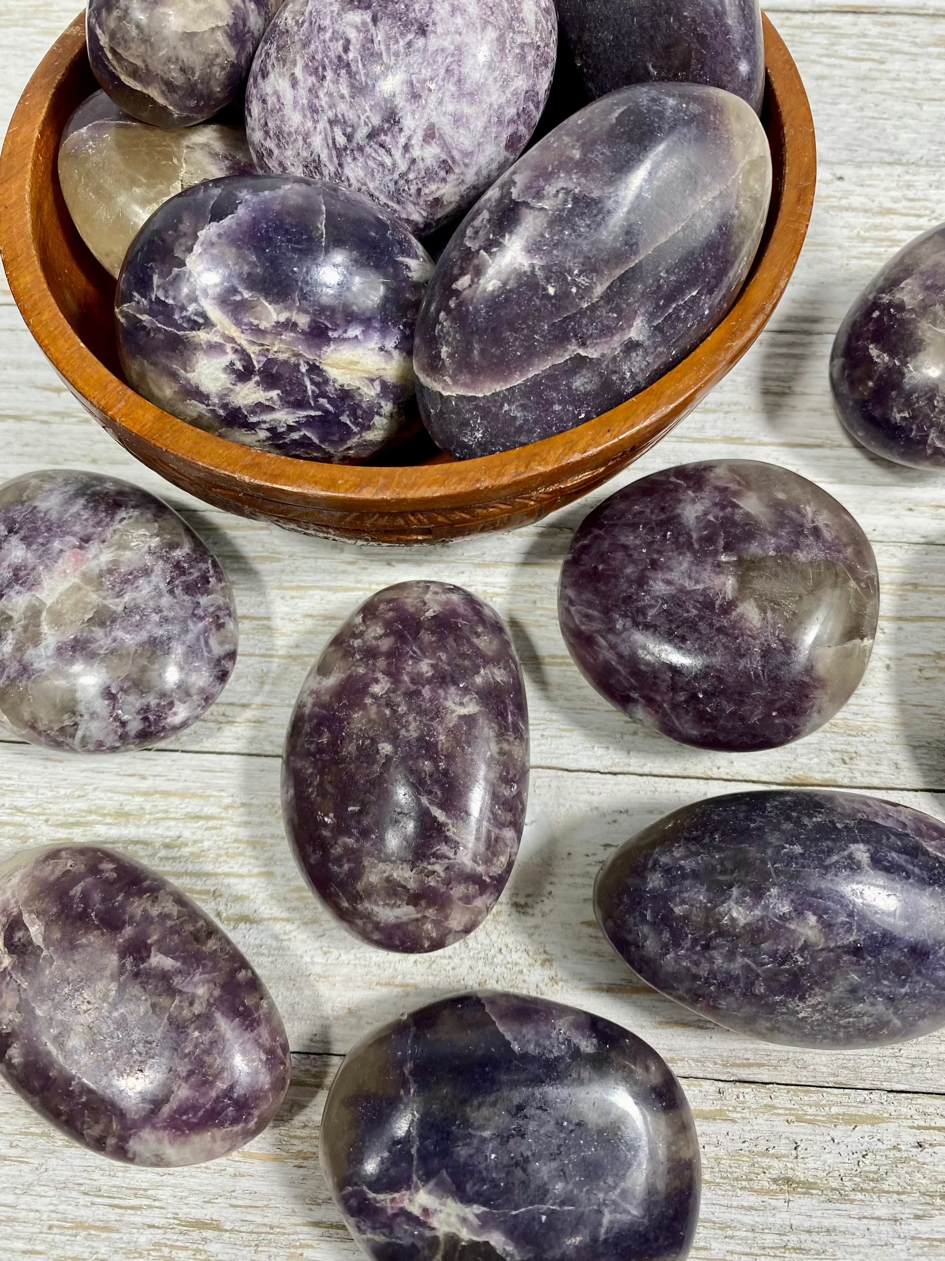 Lepidolite with Citrine Palm Stone Curious Muse Crystals