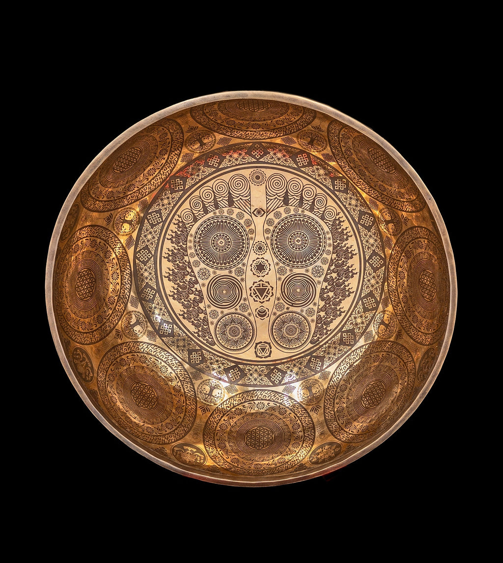 Tibetan Etched Grounding Foot Bowl A1 54Hz 20" FB16274 Bodhisattva Trading Company