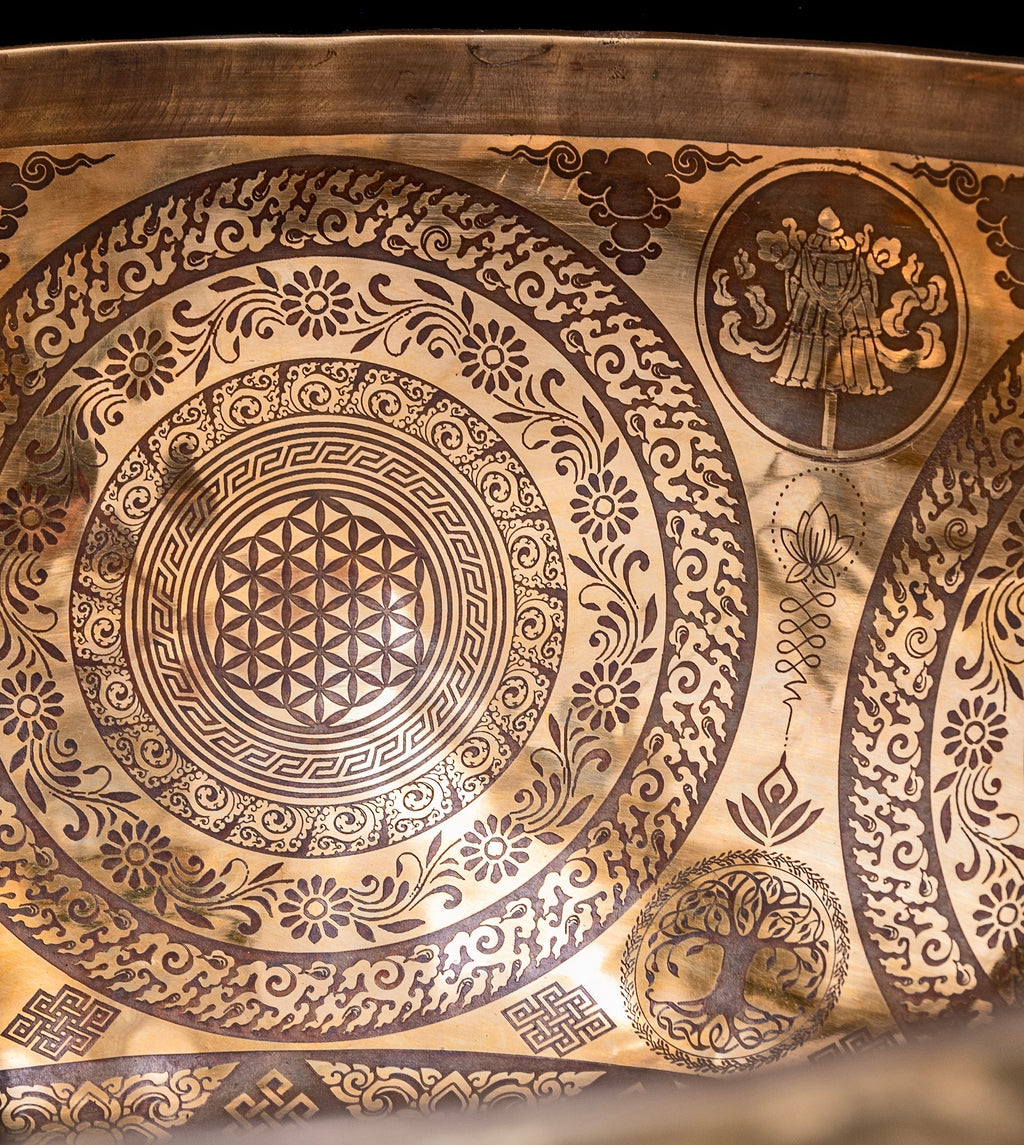 Tibetan Etched Grounding Foot Bowl A1 54Hz 20" FB16274 Bodhisattva Trading Company