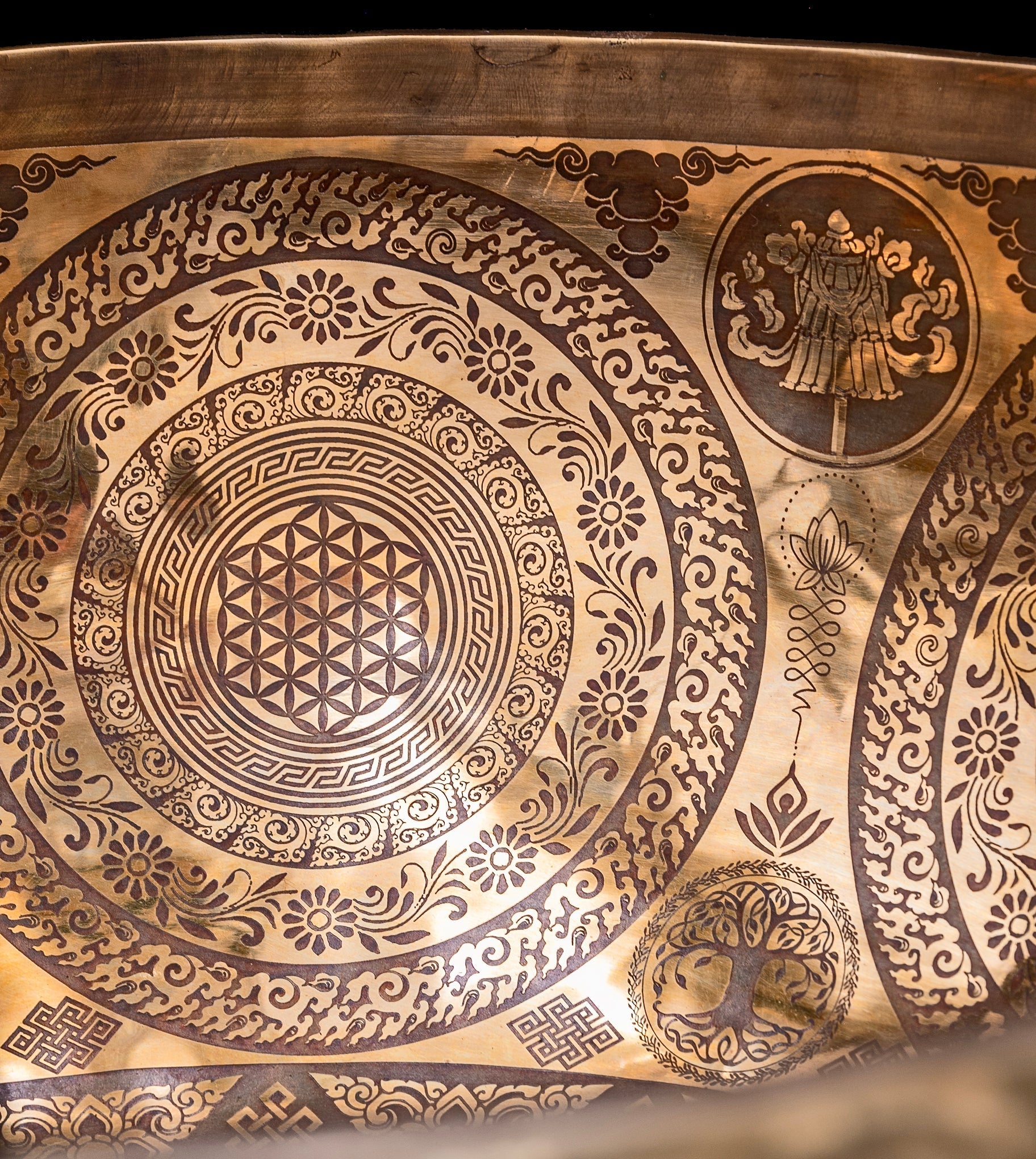 Tibetan Etched Grounding Foot Bowl A1 54Hz 20" FB16274 Bodhisattva Trading Company