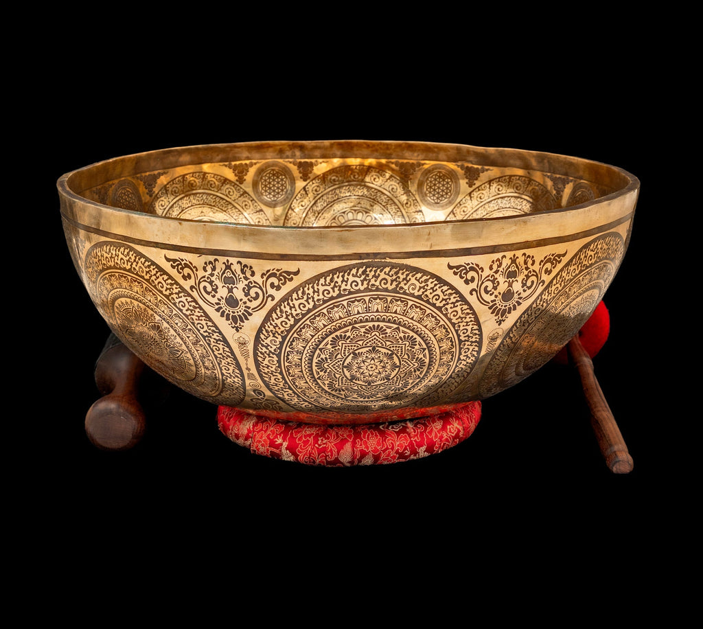Tibetan Etched Grounding Foot Bowl G1 49Hz (NCP) 20" FB16275 Bodhisattva Trading Company