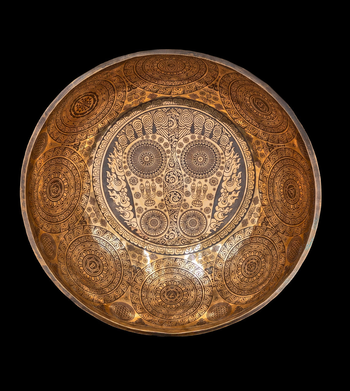 Tibetan Etched Grounding Foot Bowl G1 49Hz (NCP) 20" FB16275 Bodhisattva Trading Company