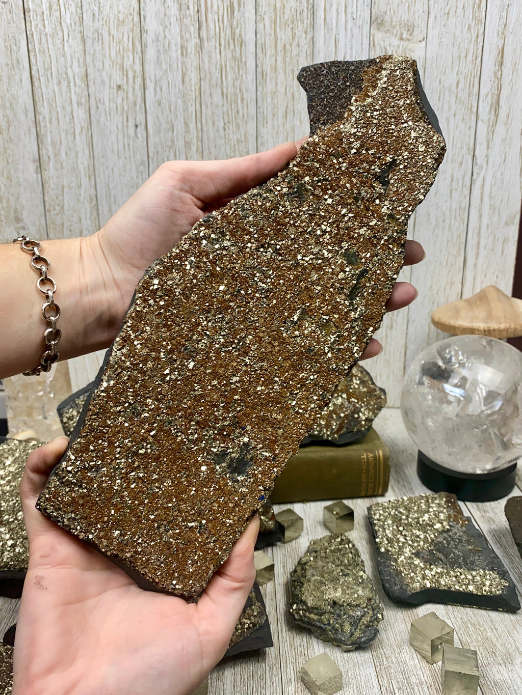 Pyrite on Shungite Raw Layered Plate | Brazil Curious Muse Crystals