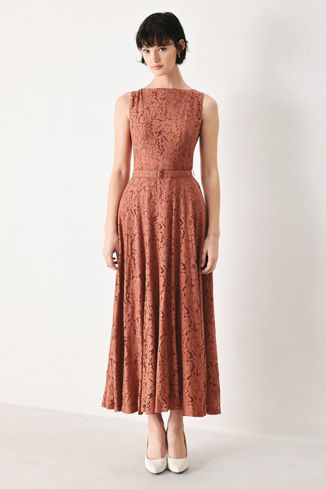 TRUE ROMANCE WOVEN LACE MIDI DRESS Flying Tomato